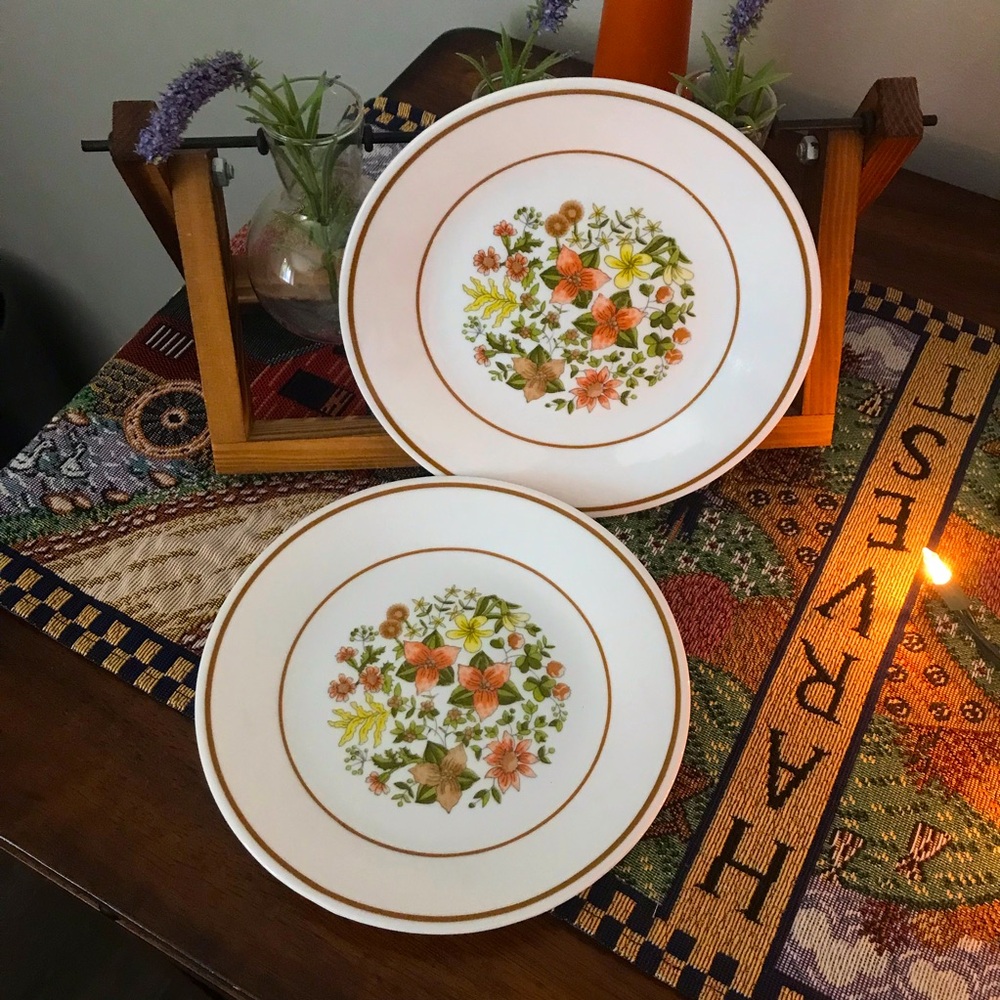 Corelle "Indian Summer" Pattern Bread or Cake Plate, 6-3/4” size, set of 2